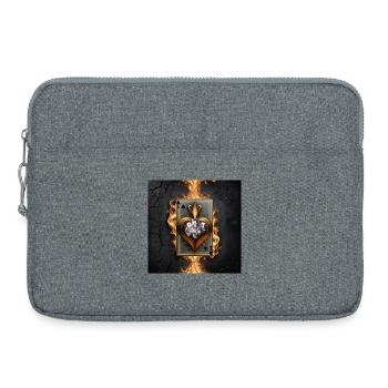 Frauenkarte mit brennendem Herzen - Laptoptasche 15" - Grau meliert - Vorne