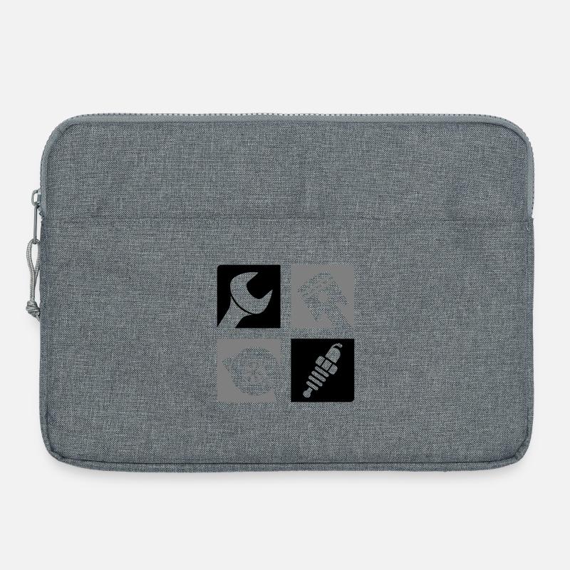 Wrench Piston Turbo Spark Plug Emblem - Laptop bag 15" - heather grey