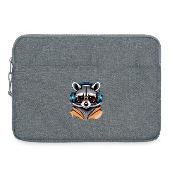 Cool Waschbär mit Kopfhörern und Sonnenbrille - Laptoptasche 15" - Grau meliert - Vorne