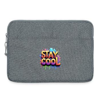 Restez cool texte 3d - Sacoche pour ordinateur portable 15 pouces - gris chiné - Devant