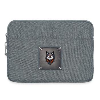 Majestätischer Wolfskopf, - Laptoptasche 15" - Grau meliert - Vorne