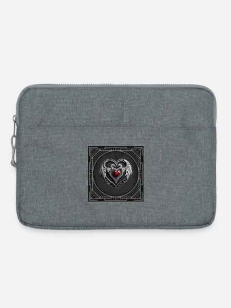 Silver heart with wings. - Laptop bag 15" - heather grey