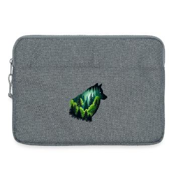 Silhouette Wolf mit grünem Wald - Laptoptasche 15" - Grau meliert - Vorne