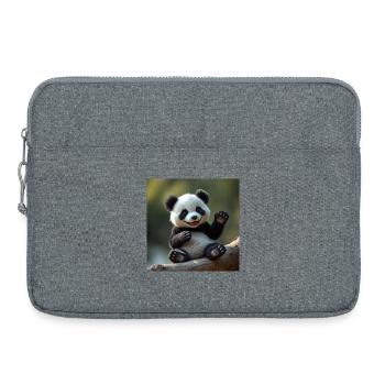 Cute Panda in 3D - Laptop bag 15" - heather grey - Front