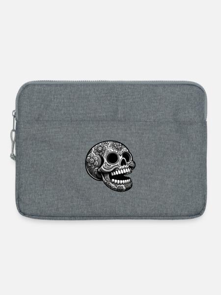 Blumen-Totenkopf Design - Laptoptasche 15" - Grau meliert