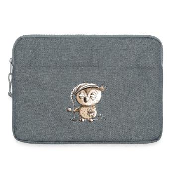 Kleine Nachteule Eule - Laptoptasche 15" - Grau meliert - Vorne