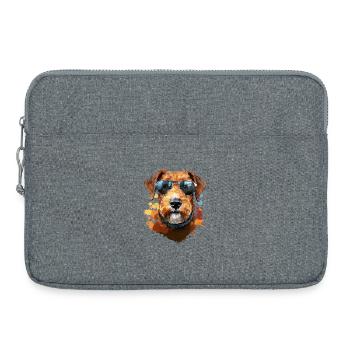 Airedale Terrier with sunglasses - Laptop bag 15" - heather grey - Front