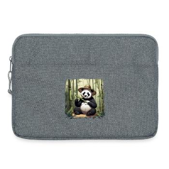 Panda eating! - Laptop bag 15" - heather grey - Front