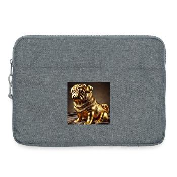 Goldener Pug Skulptur - Laptoptasche 15" - Grau meliert - Vorne