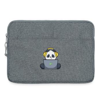 Gaming Panda mit gelbem Headset - Laptoptasche 15" - Grau meliert - Vorne