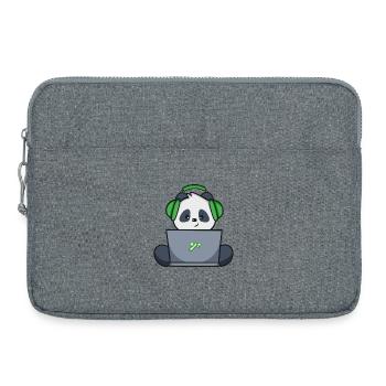 Gaming Panda mit grünem Headset - Laptoptasche 15" - Grau meliert - Vorne