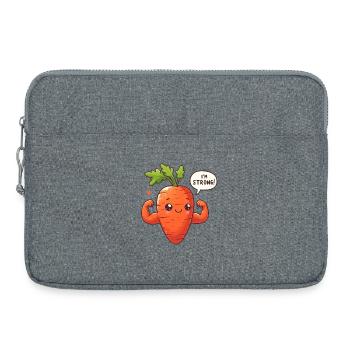 Carotte Kawaii Musclée - Sacoche pour ordinateur portable 15 pouces - gris chiné - Devant