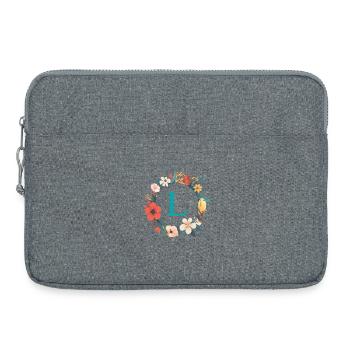 L Monogram, Couronne de fleurs, Personnalisable - Sacoche pour ordinateur portable 15 pouces - gris chiné - Devant