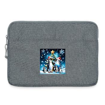 Pingouins mignons - Sacoche pour ordinateur portable 15 pouces - gris chiné - Devant