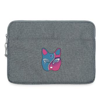 Zip Face Franken Neko Mask - Laptop bag 15" - heather grey - Front