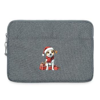 Weihnachts-Welpe mit Geschenken - Laptoptasche 15" - Grau meliert - Vorne