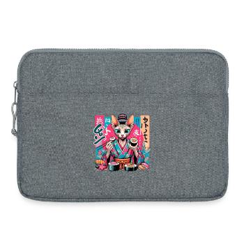 Sushi Sphynx Katze Maki Kimono Geschenk - Laptoptasche 15" - Grau meliert - Vorne