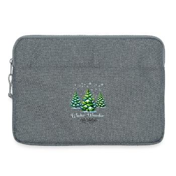 Winter Wunder – Verschneite Weihnachtsbäume - Laptoptasche 15" - Grau meliert - Vorne