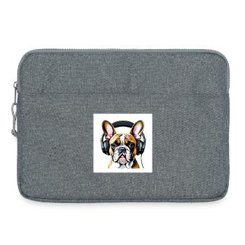 Novel dog motif with headphones - Laptop bag 15" - heather grey - Front