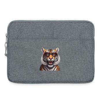 Intelligent Tiger with Glasses Design - Laptop bag 15" - heather grey - Front
