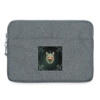 Mystical fox with piercing red eyes. - Laptop bag 15" - heather grey - Front