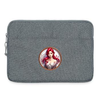 Roter Haar Glamour im Rundbild - Laptoptasche 15" - Grau meliert - Vorne