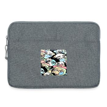 Verrückte Gesichter - Laptoptasche 15" - Grau meliert - Vorne