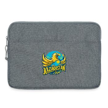 Kasachstan Adler Sonne Flagge Fahne Geschenk - Laptoptasche 15" - Grau meliert - Vorne