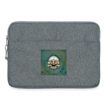 Meditative Eleganz. Exquisite Lotusblüte - Laptoptasche 15" - Grau meliert - Vorne
