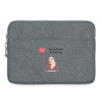 Faultier mit Herzballon – Geschenk zum Valentinstag - Laptoptasche 15" - Grau meliert - Vorne
