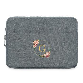 G Monogram, Couronne de fleurs, Personnalisable - Sacoche pour ordinateur portable 15 pouces - gris chiné - Devant