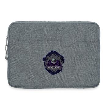 buchband aufgeschlagen, Menschenschädel, Ornamente - Laptoptasche 15" - Grau meliert - Vorne