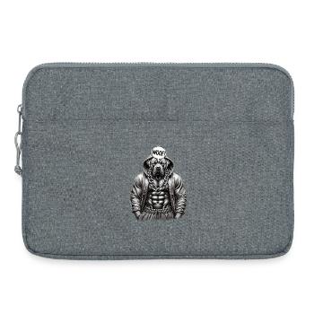 Chien musclé en sweat à capuche avec une chaîne - Sacoche pour ordinateur portable 15 pouces - gris chiné - Devant