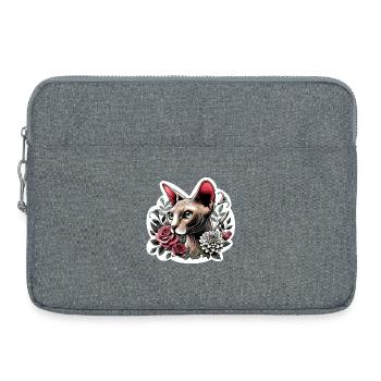 Rose Sphynx Chat - Sacoche pour ordinateur portable 15 pouces - gris chiné - Devant
