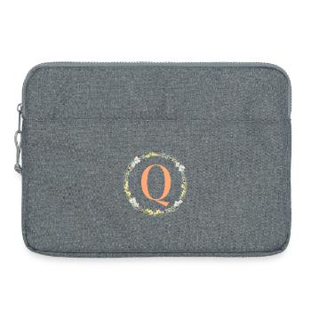 Q Monogram, Couronne de fleurs, Personnalisable - Sacoche pour ordinateur portable 15 pouces - gris chiné - Devant