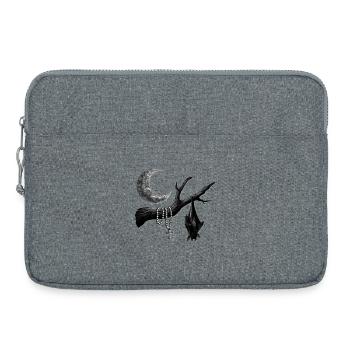 schwarz-weiß, flughund, Ast, Mondsichel - Laptoptasche 15" - Grau meliert - Vorne