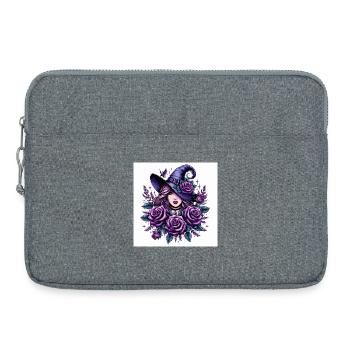 Hexe mit violett Rosen - Laptoptasche 15" - Grau meliert - Vorne