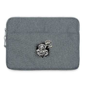 Tattoo dog with gold chain - Laptop bag 15" - heather grey - Front