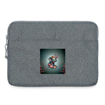 Éléphant dans une mer de fleurs. - Sacoche pour ordinateur portable 15 pouces - gris chiné - Devant