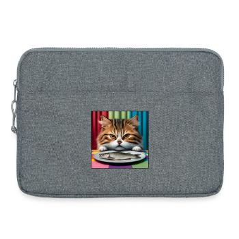 Chat avec du poisson - Sacoche pour ordinateur portable 15 pouces - gris chiné - Devant