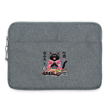 Sushi Katze Kimono Maki Nigiri Geschenk - Laptoptasche 15" - Grau meliert - Vorne