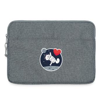 Lone Astronaut Cat Catching Heart - Laptop bag 15" - heather grey - Front