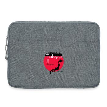 Tokyo Minimal: Rotes Tokio-Motiv - Laptoptasche 15" - Grau meliert - Vorne