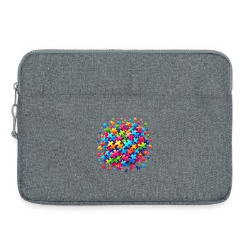 Colorful puzzle motif on global ball - Laptop bag 15" - heather grey - Front