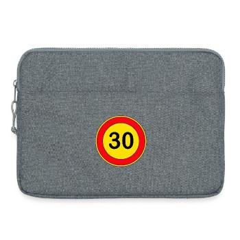 30e anniversaire, 30 ans, panneau de signalisation jaune - Sacoche pour ordinateur portable 15 pouces - gris chiné - Devant