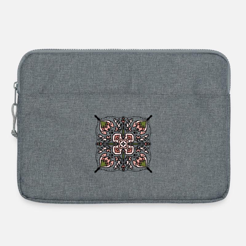 Kaleido Blütenstern Muster - Laptoptasche 15" - Grau meliert
