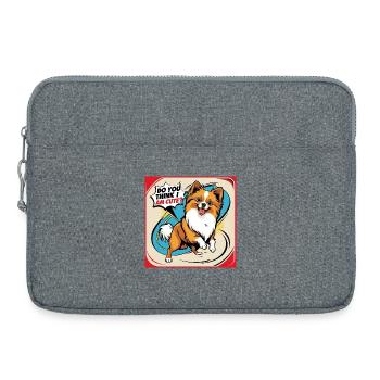 Funny Pomeranian Dog - Do You Think I Am Cute? - Laptop bag 15" - heather grey - Front