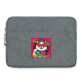 Comicstyle Pomeranian Dog "I am a thief" - Laptoptasche 15" - Grau meliert - Vorne