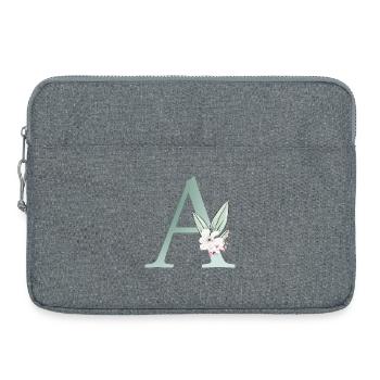 Un monogramme, floral, personnalisable - Sacoche pour ordinateur portable 15 pouces - gris chiné - Devant