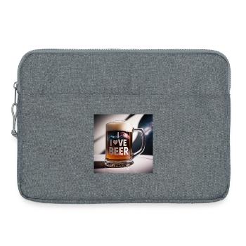 Beer mug "I Love Beer" - Laptop bag 15" - heather grey - Front